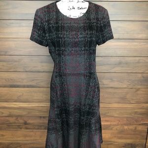 Short Sleeve Tweed Sheath Scoop Neck Plaid Dress